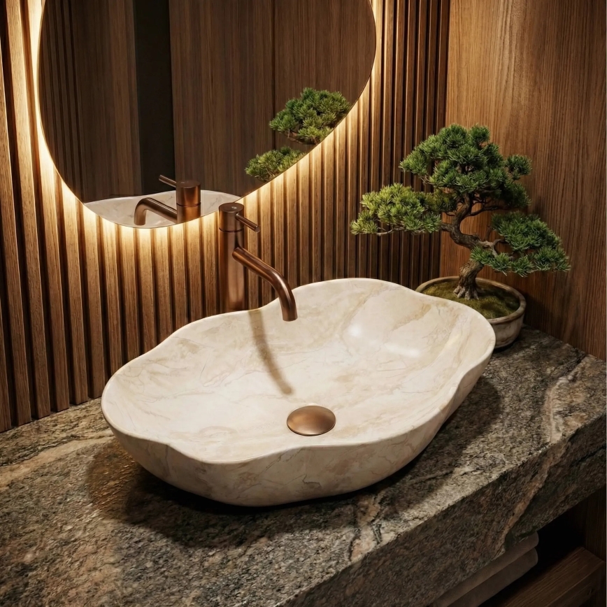 REA-U0619 - PEARL Countertop Basin 38 x 50.5 cm, Ceramic/Beige
