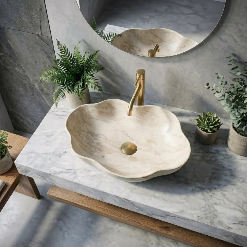 REA-U0619 - PEARL Countertop Basin 38 x 50.5 cm, Ceramic/Beige