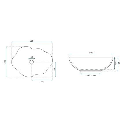 REA-U0619 - PEARL Countertop Basin 38 x 50.5 cm, Ceramic/Beige