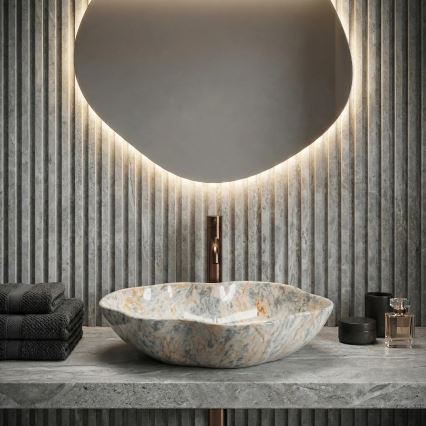 REA-U0620 - PEARL Countertop Washbasin 38 x 50.5 cm ceramic/gray/beige/stone-effect