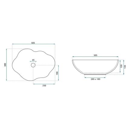 REA-U0620 - PEARL Countertop Washbasin 38 x 50.5 cm ceramic/gray/beige/stone-effect