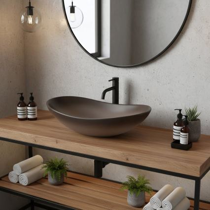 REA-U0626 - ROYAL countertop basin 36 x 62 cm, ceramic/brown