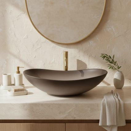 REA-U0626 - ROYAL countertop basin 36 x 62 cm, ceramic/brown