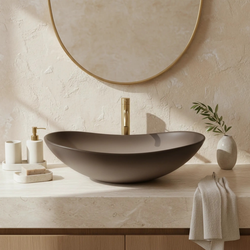 REA-U0626 - ROYAL countertop basin 36 x 62 cm, ceramic/brown