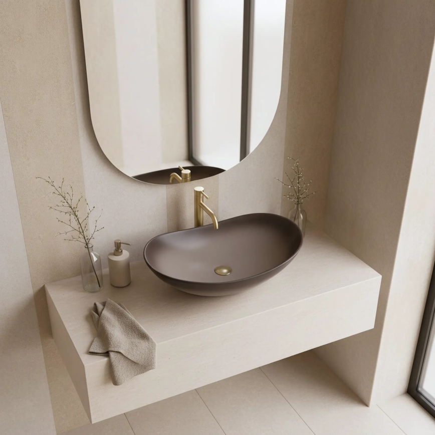 REA-U0626 - ROYAL countertop basin 36 x 62 cm, ceramic/brown
