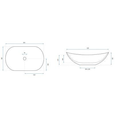 REA-U0626 - ROYAL countertop basin 36 x 62 cm, ceramic/brown