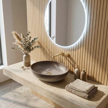 REA-U0627 - CAROLA Countertop Basin 39 x 51.5 cm, ceramic / beige / brown