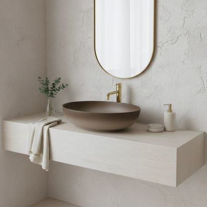 REA-U0627 - CAROLA Countertop Basin 39 x 51.5 cm, ceramic / beige / brown