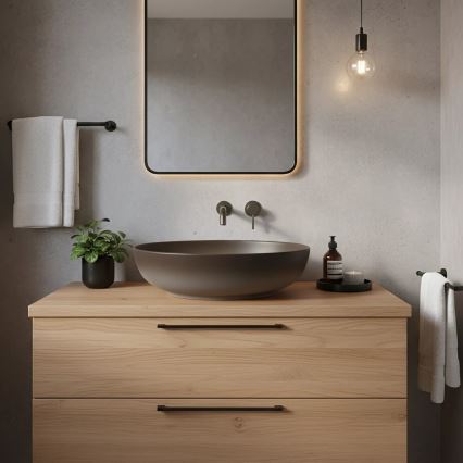 REA-U0627 - CAROLA Countertop Basin 39 x 51.5 cm, ceramic / beige / brown