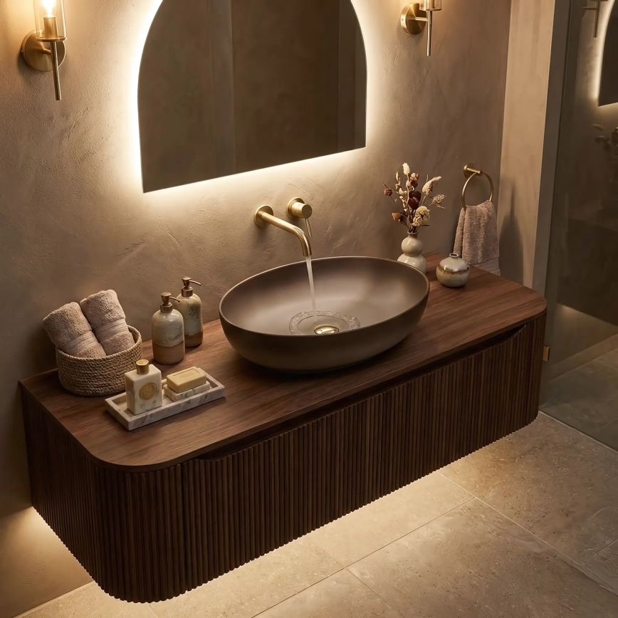 REA-U0627 - CAROLA Countertop Basin 39 x 51.5 cm, ceramic / beige / brown