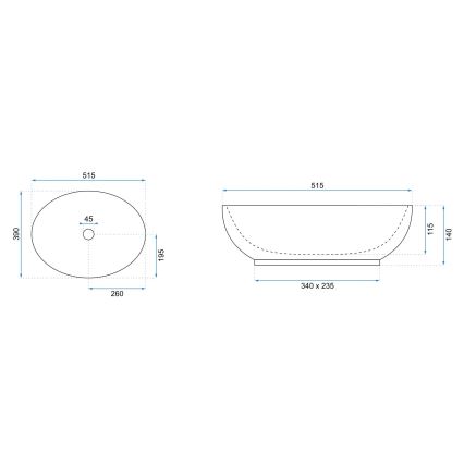 REA-U0627 - CAROLA Countertop Basin 39 x 51.5 cm, ceramic / beige / brown