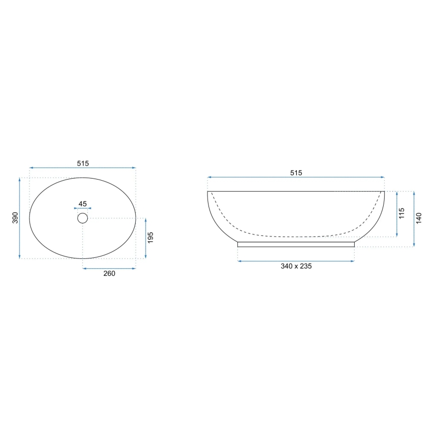 REA-U0627 - CAROLA Countertop Basin 39 x 51.5 cm, ceramic / beige / brown