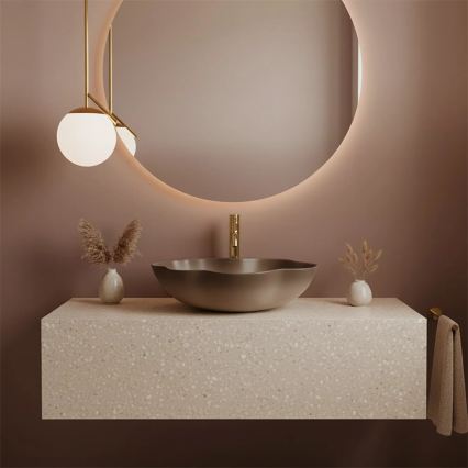 REA-U0629 - PEARL Countertop Basin 38 x 50.5 cm, Ceramic/Brown