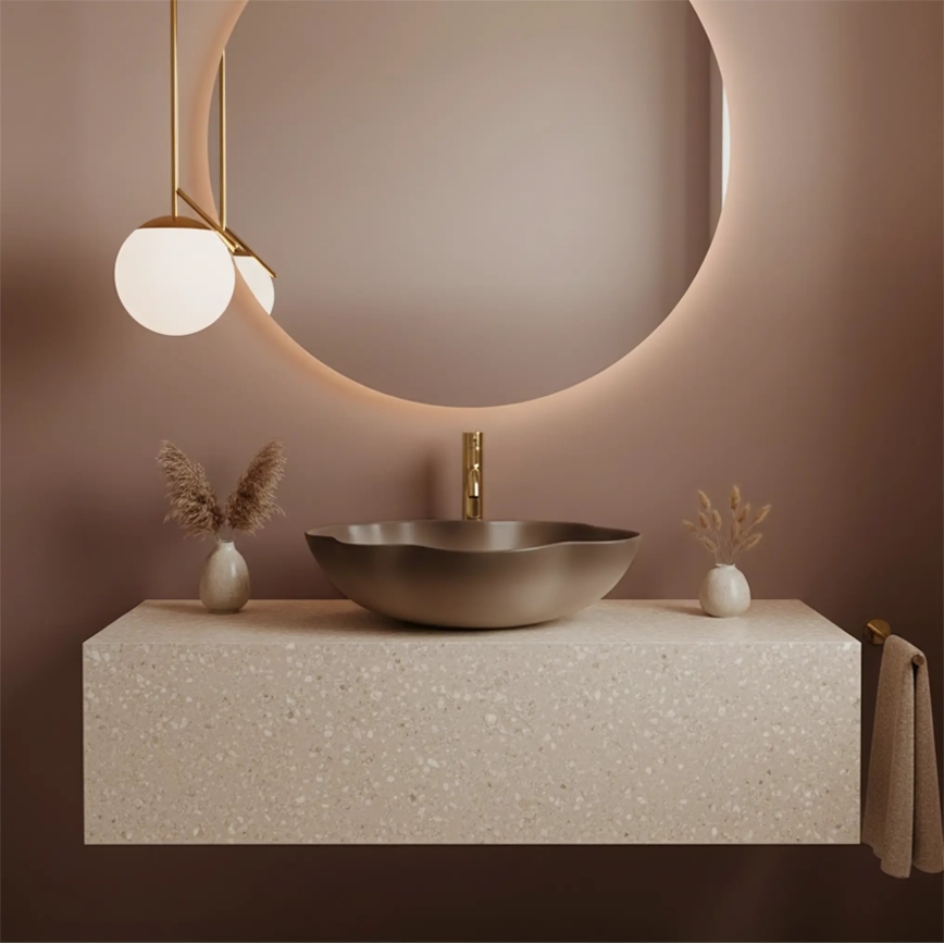 REA-U0629 - PEARL Countertop Basin 38 x 50.5 cm, Ceramic/Brown