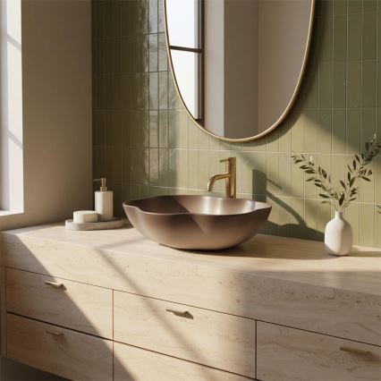 REA-U0629 - PEARL Countertop Basin 38 x 50.5 cm, Ceramic/Brown