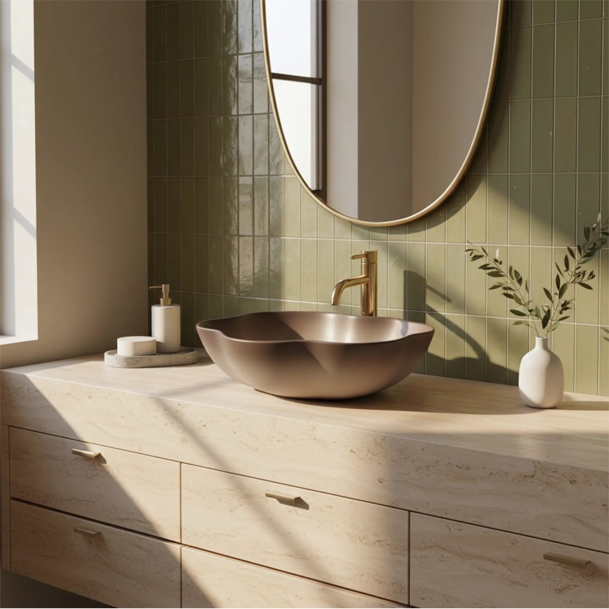 REA-U0629 - PEARL Countertop Basin 38 x 50.5 cm, Ceramic/Brown