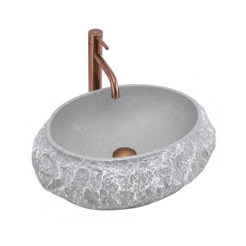 REA-U0633 - MIKA GABRO Countertop Basin 38x50 cm, Gray Stone Effect