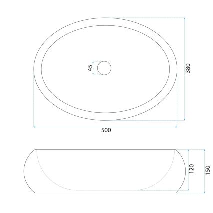 REA-U0633 - MIKA GABRO Countertop Basin 38x50 cm, Gray Stone Effect