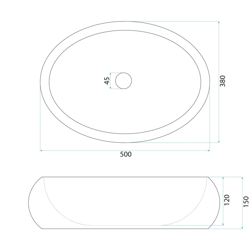 REA-U0633 - MIKA GABRO Countertop Basin 38x50 cm, Gray Stone Effect