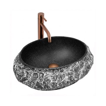REA-U0634 - Countertop washbasin MIKA GABRO 38x50 cm black/stone-effect