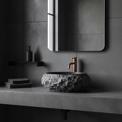 REA-U0634 - Countertop washbasin MIKA GABRO 38x50 cm black/stone-effect