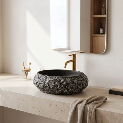 REA-U0634 - Countertop washbasin MIKA GABRO 38x50 cm black/stone-effect