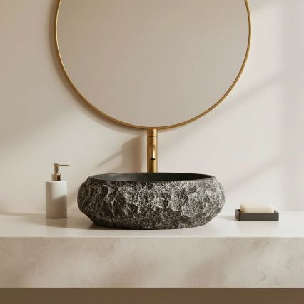 REA-U0634 - Countertop washbasin MIKA GABRO 38x50 cm black/stone-effect