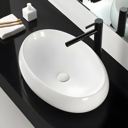 REA-U0656 - MELANIA Countertop Washbasin 40.5 x 60 cm ceramic/glossy white