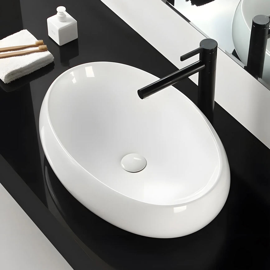 REA-U0656 - MELANIA Countertop Washbasin 40.5 x 60 cm ceramic/glossy white