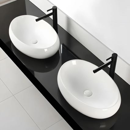 REA-U0656 - MELANIA Countertop Washbasin 40.5 x 60 cm ceramic/glossy white