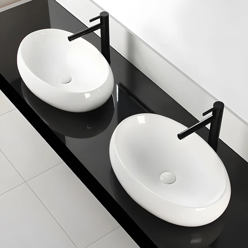 REA-U0656 - MELANIA Countertop Washbasin 40.5 x 60 cm ceramic/glossy white