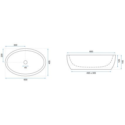 REA-U0656 - MELANIA Countertop Washbasin 40.5 x 60 cm ceramic/glossy white