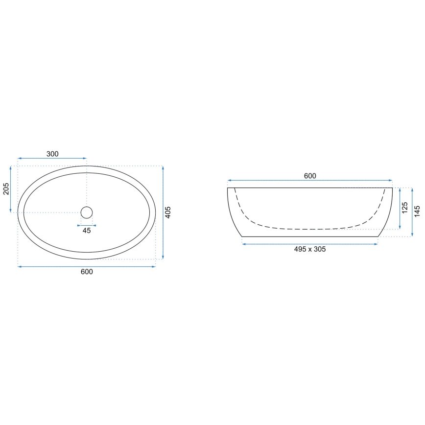 REA-U0656 - MELANIA Countertop Washbasin 40.5 x 60 cm ceramic/glossy white