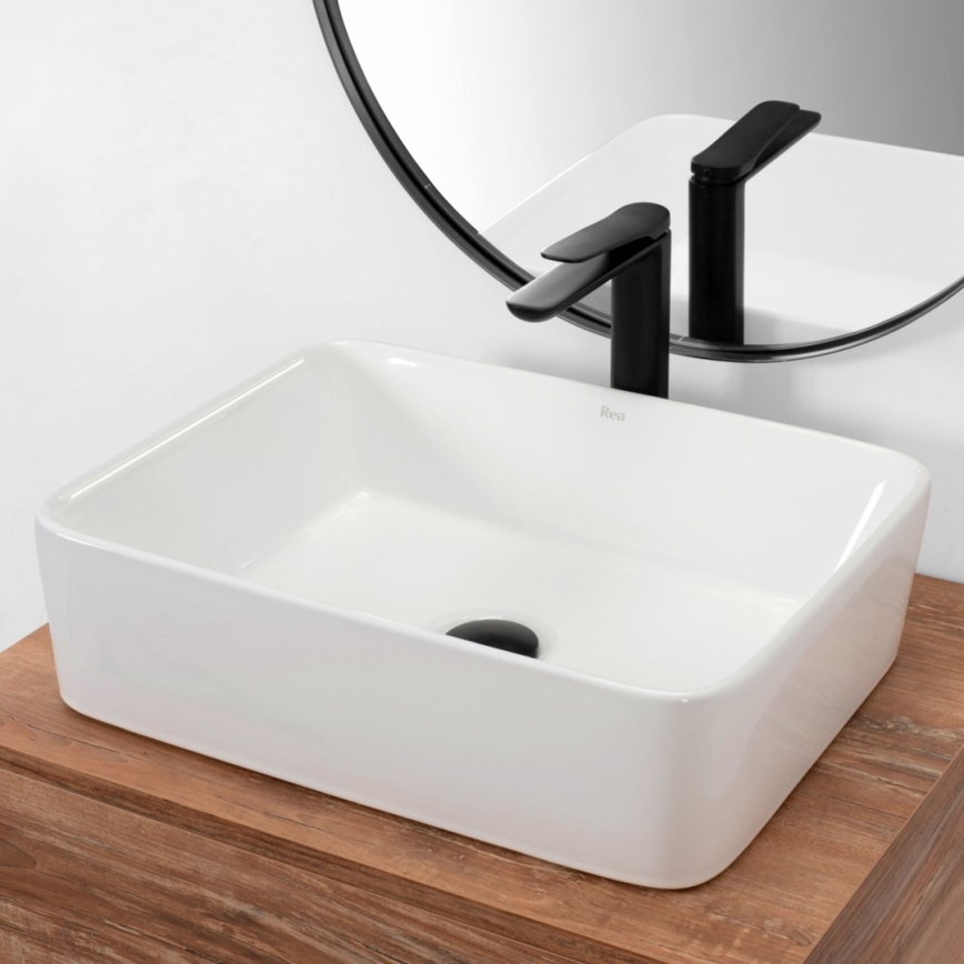 REA-U0669 - ANITA Countertop Basin 37.5 x 48.5 cm, Ceramic / Glossy White
