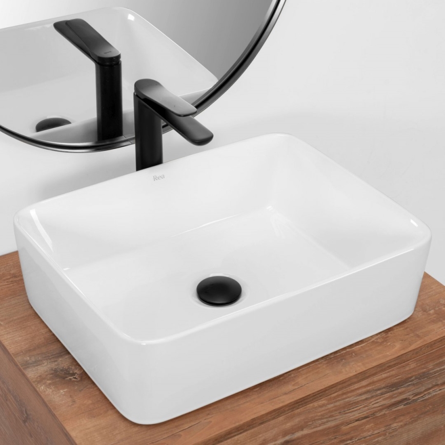REA-U0669 - ANITA Countertop Basin 37.5 x 48.5 cm, Ceramic / Glossy White