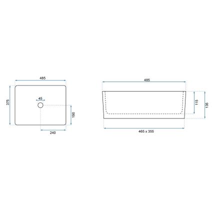 REA-U0669 - ANITA Countertop Basin 37.5 x 48.5 cm, Ceramic / Glossy White