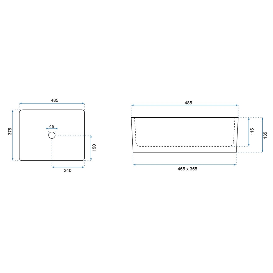 REA-U0669 - ANITA Countertop Basin 37.5 x 48.5 cm, Ceramic / Glossy White