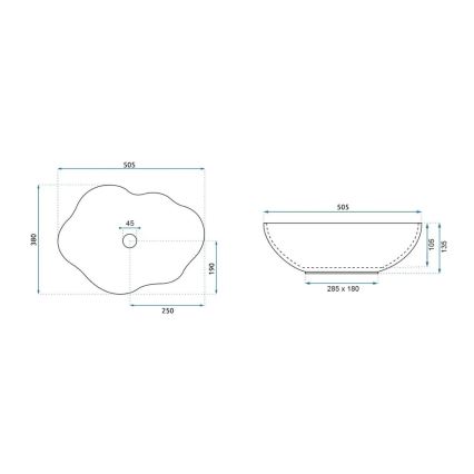 REA-U0696 - Countertop-mounted washbasin PEARL 38x50,5 cm ceramic/glossy white/gold