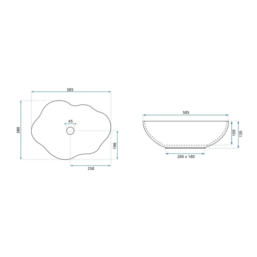 REA-U0696 - Countertop-mounted washbasin PEARL 38x50,5 cm ceramic/glossy white/gold