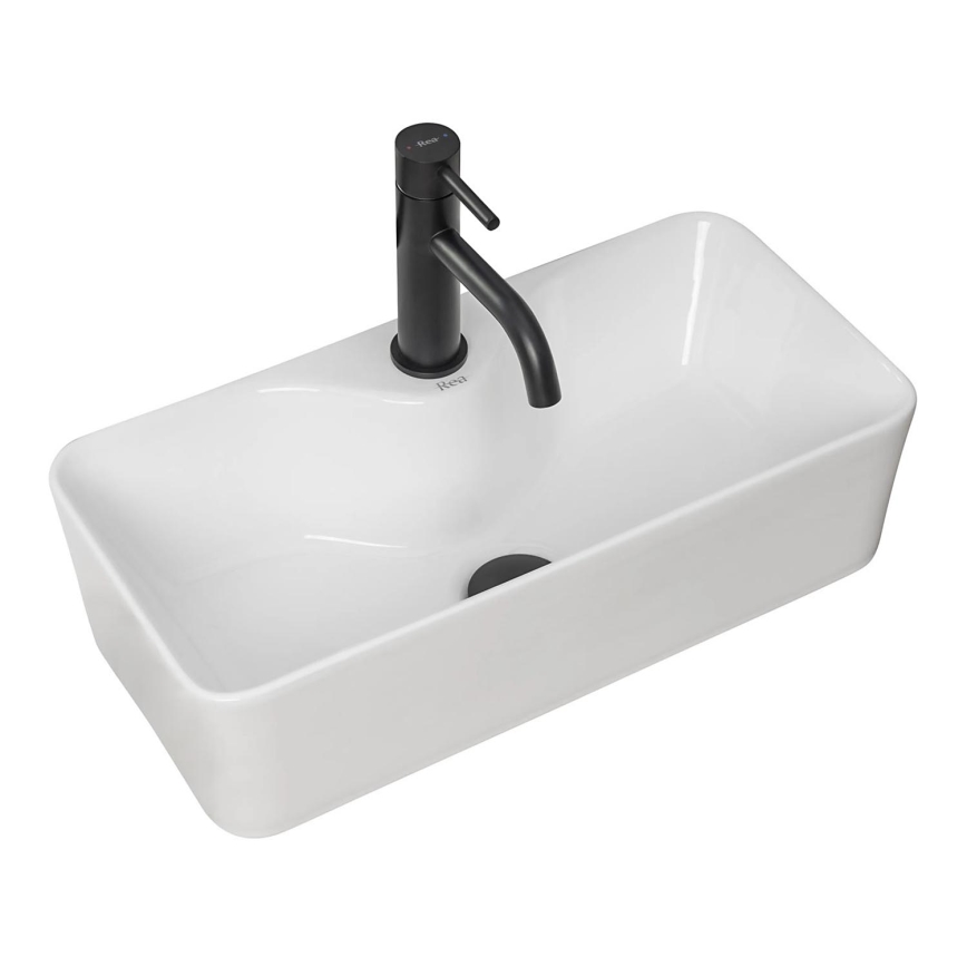 REA-U0699 - MERY Countertop Basin 25 x 50.5 cm, Ceramic/Glossy White