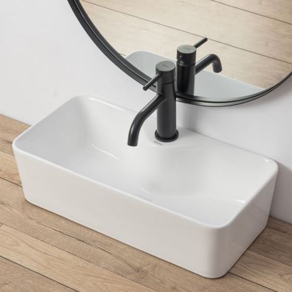 REA-U0699 - MERY Countertop Basin 25 x 50.5 cm, Ceramic/Glossy White