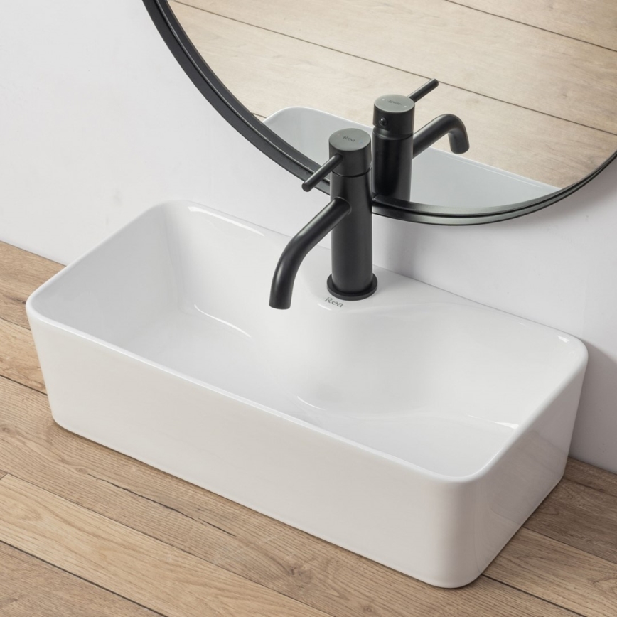 REA-U0699 - MERY Countertop Basin 25 x 50.5 cm, Ceramic/Glossy White
