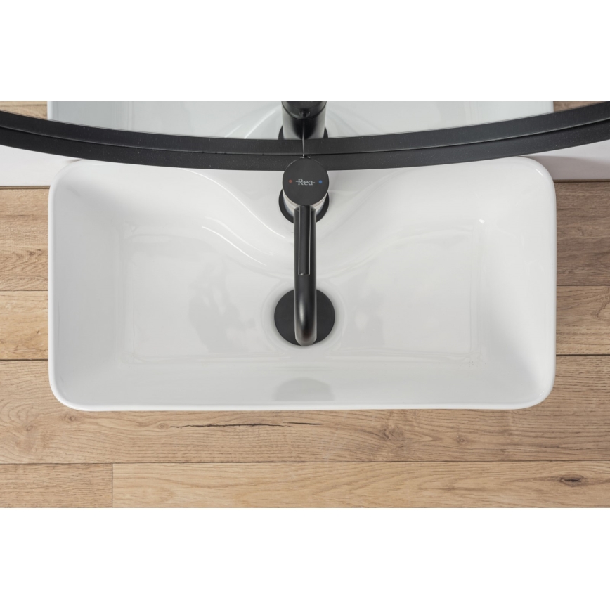 REA-U0699 - MERY Countertop Basin 25 x 50.5 cm, Ceramic/Glossy White