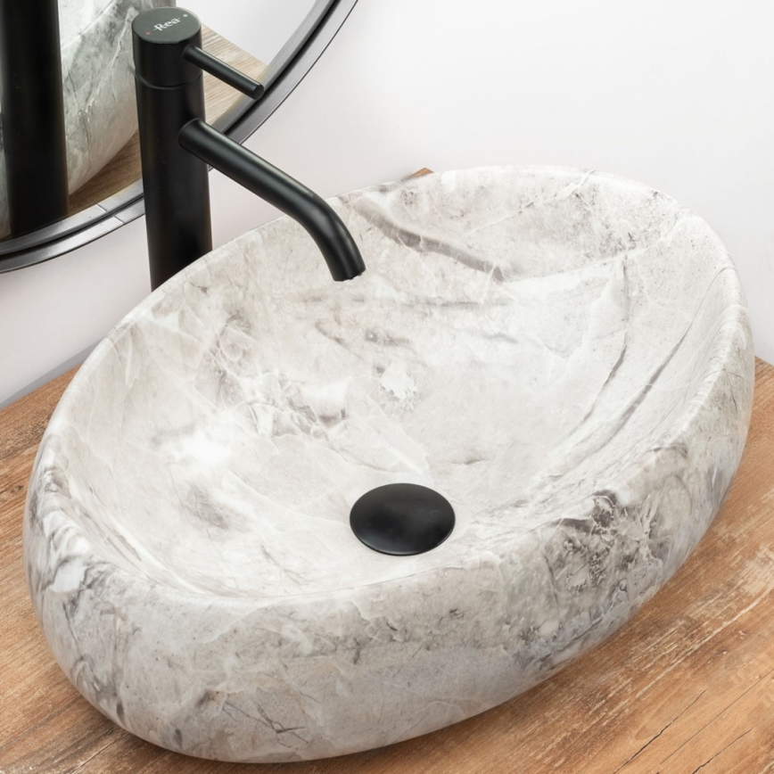 REA-U1020 - LINDA Countertop Basin 34 x 48.5 cm, ceramic with stone-effect finish