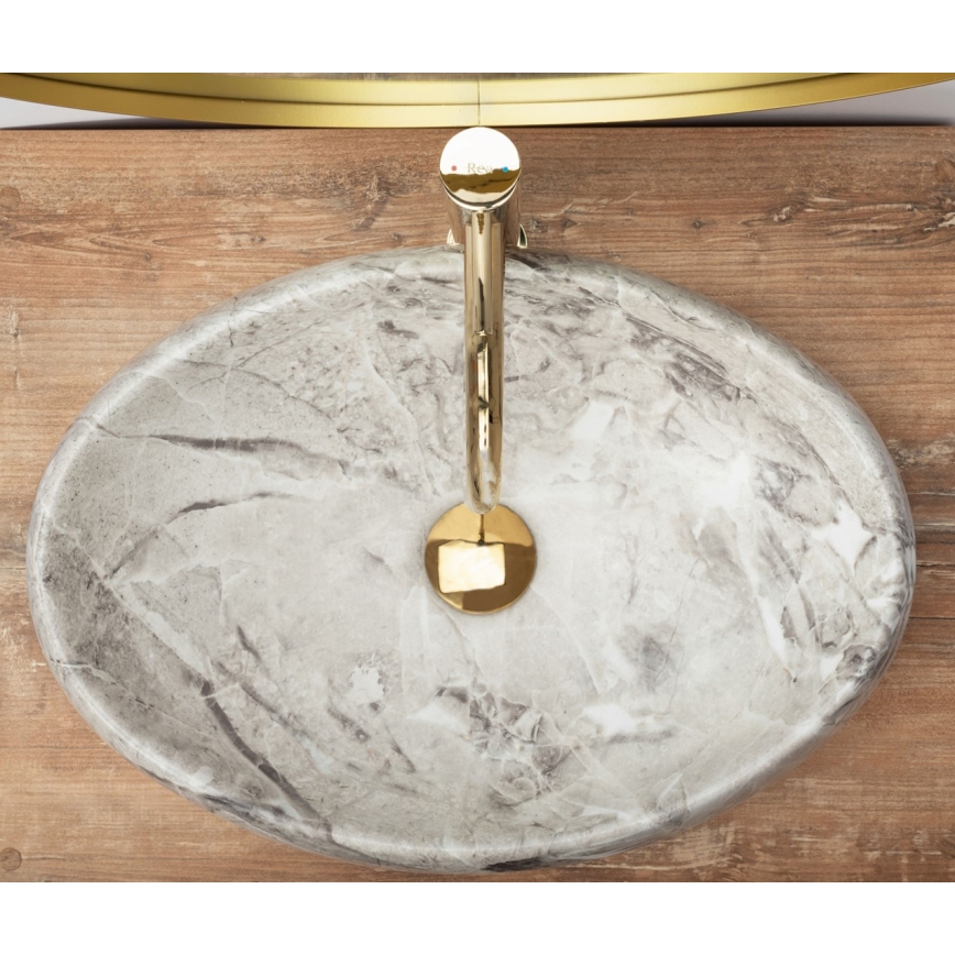 REA-U1020 - LINDA Countertop Basin 34 x 48.5 cm, ceramic with stone-effect finish