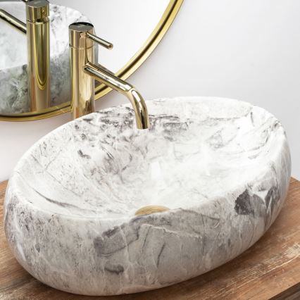 REA-U1020 - LINDA Countertop Basin 34 x 48.5 cm, ceramic with stone-effect finish