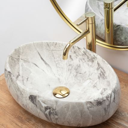 REA-U1020 - LINDA Countertop Basin 34 x 48.5 cm, ceramic with stone-effect finish