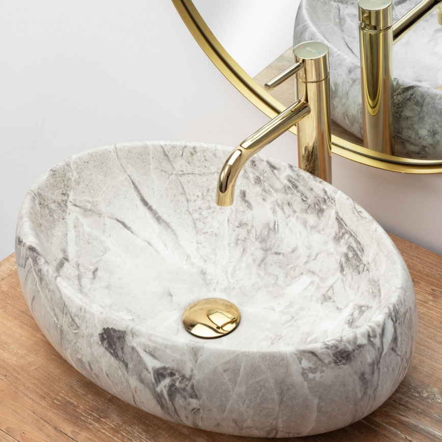 REA-U1020 - LINDA Countertop Basin 34 x 48.5 cm, ceramic with stone-effect finish