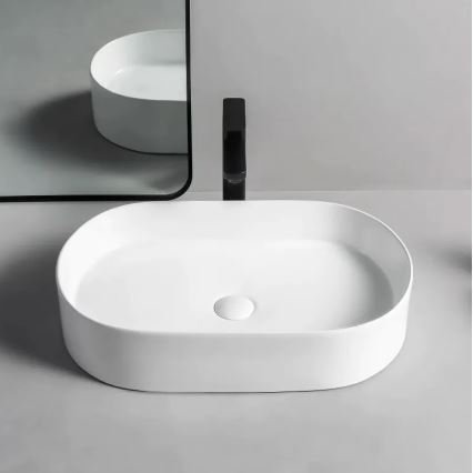 REA-U1055 - NADIA Countertop Basin 38.5x61 cm Ceramic/Glossy White
