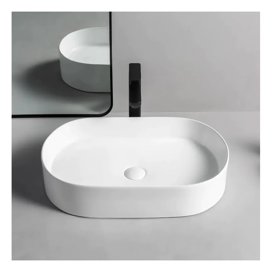 REA-U1055 - NADIA Countertop Basin 38.5x61 cm Ceramic/Glossy White